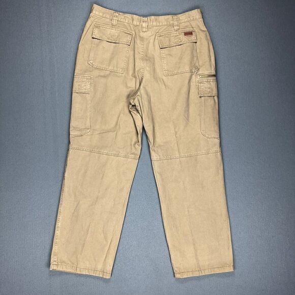 Moose Creek Pants Mens 36x30 Beige Flannel Lined Cargo Khaki Loose Straight Leg - Picture 2 of 11